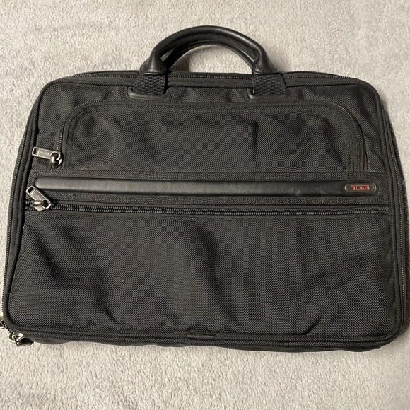 Tumi‎ Laptop Bag Briefcase Black Woven Nylon Padded 15